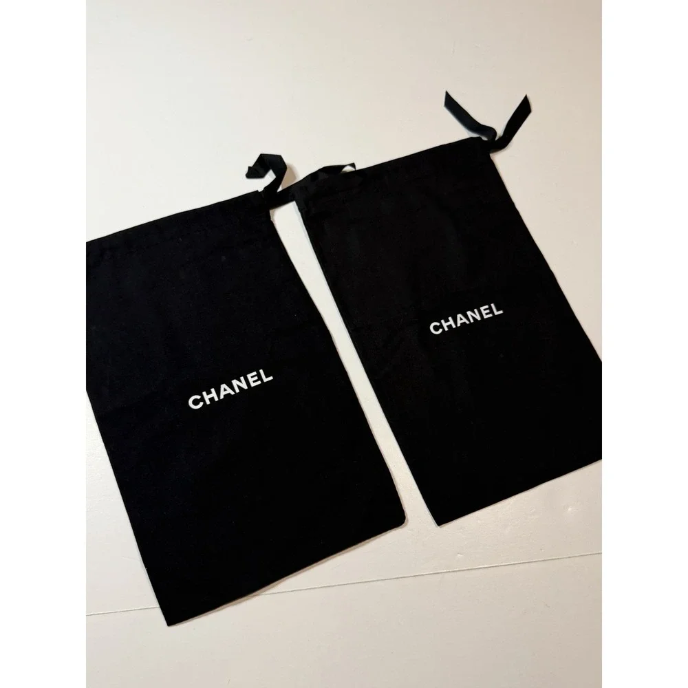 XL Chanel Logo Shoe Small Medium Black Drawstring Gift Dust Bag Storage Travel